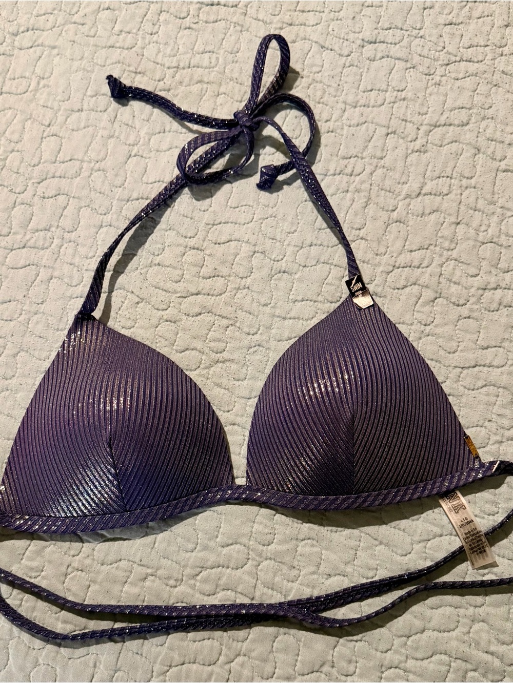 PINK Victoria's Secret Shimmery Purple Triangle Bikini Top